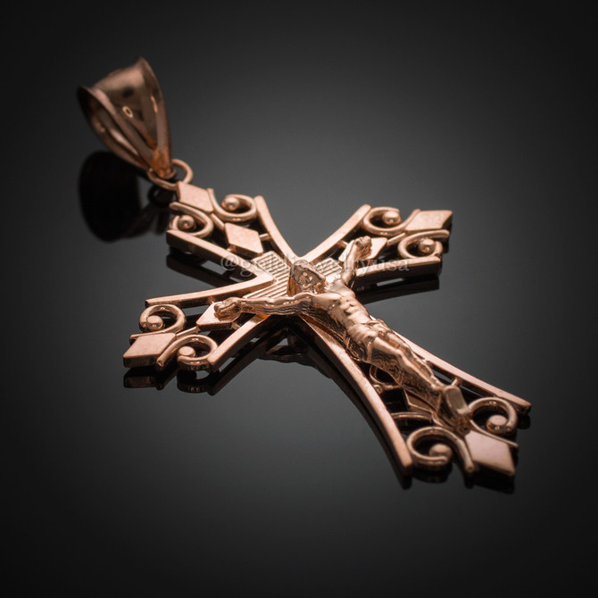 Rose Gold Open Crucifix Pendant