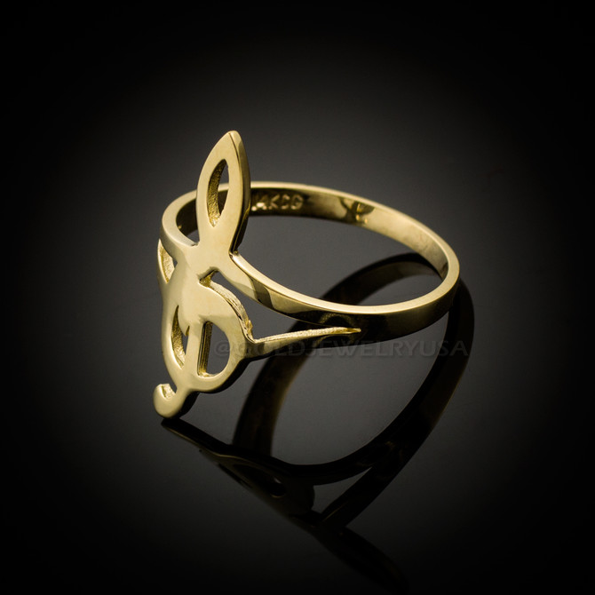 Gold G-Clef Treble Music Note Ring