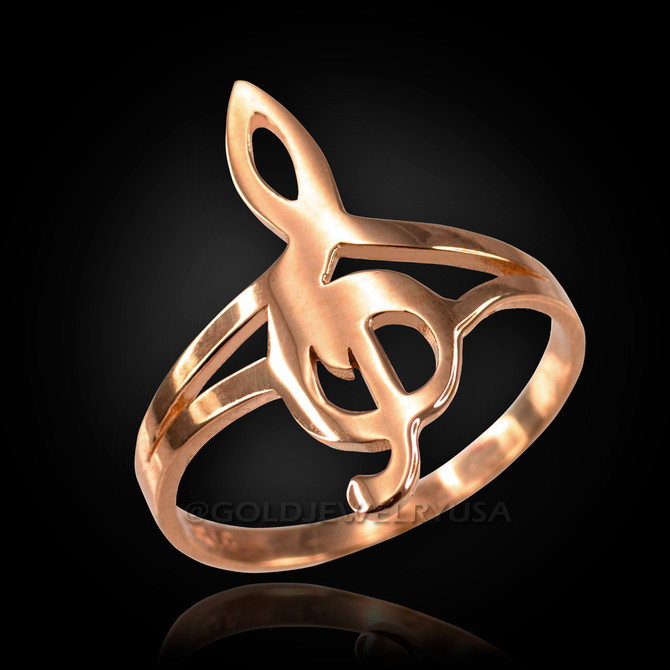 Rose Gold G-Clef Treble Music Note Ring