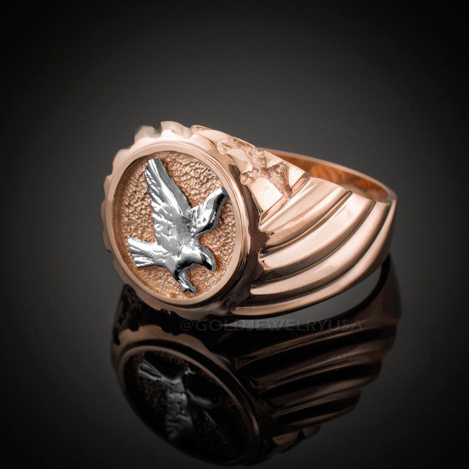 Rose Gold American Eagle Men's Ring