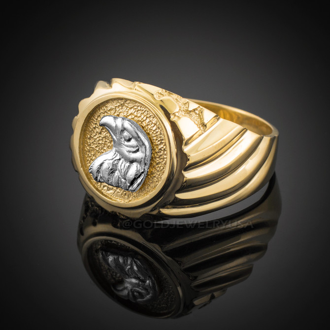 Gold Eagle Head Men's Ring