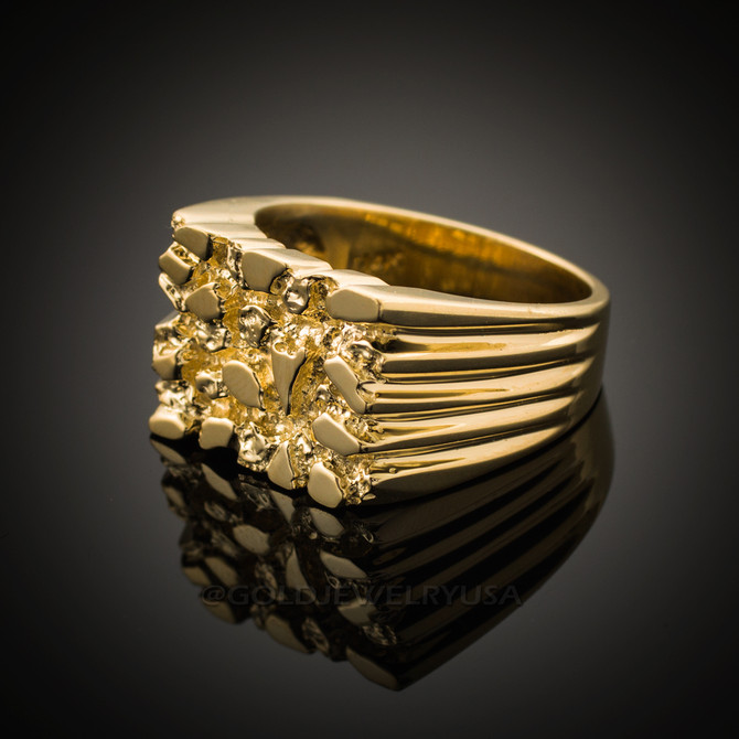 Gold Mens Nugget Ring