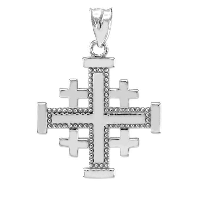 White Gold Jerusalem Cross Pendant