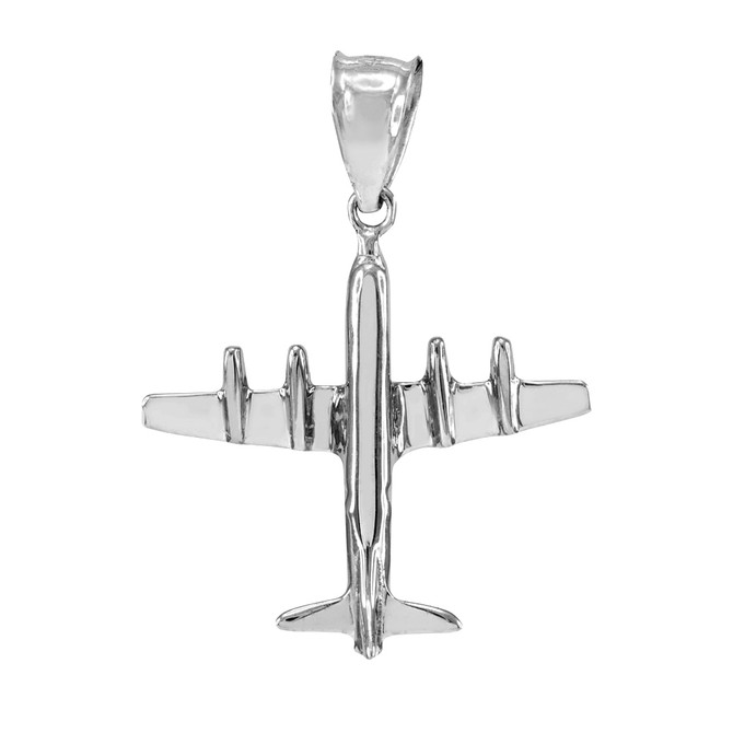 White Gold 3D Airplane Pendant