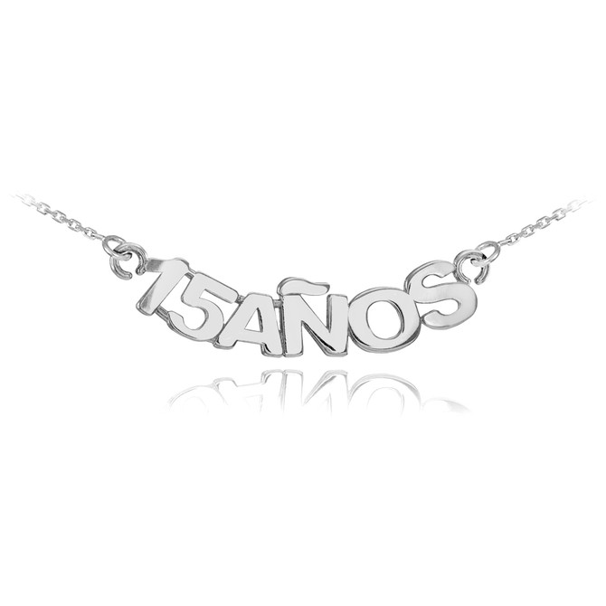 14K White Gold 15 Años Quinceanera Necklace