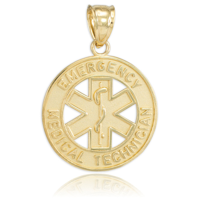 Gold EMT Emergency Medical Technician Pendant Necklace