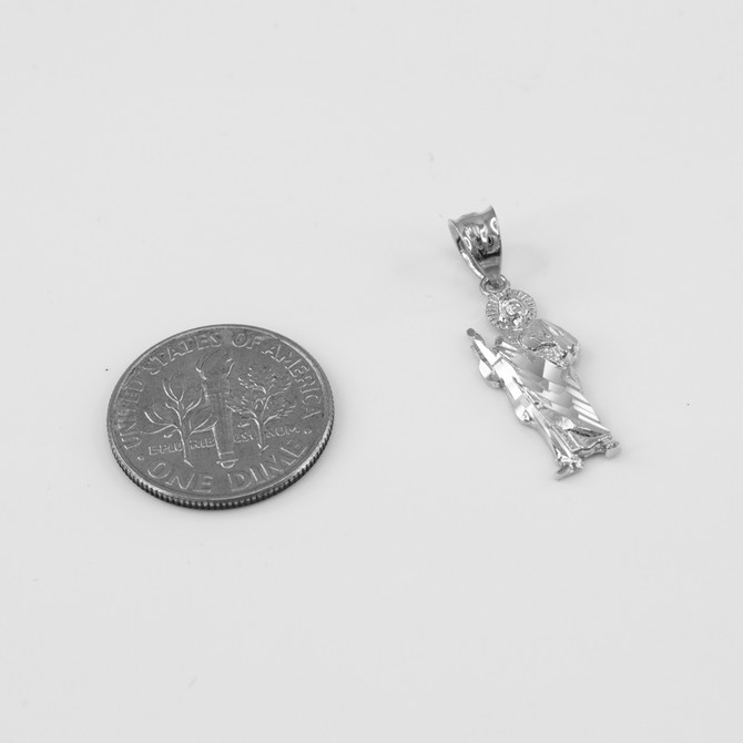 White Gold Saint Jude Charm Necklace