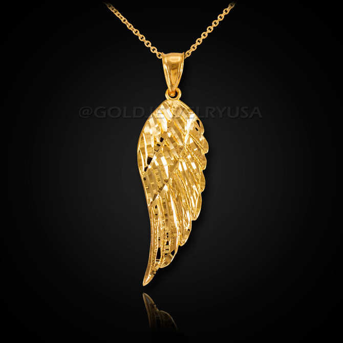 Gold Angel Wing Pendant Necklace