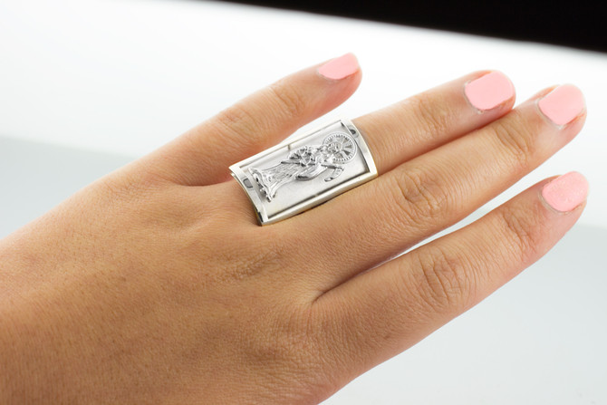 White Gold Santa Muerte Fancy Ring