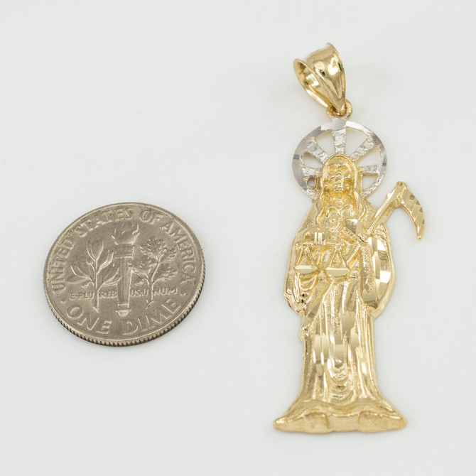 Two-Tone Gold Santa Muerte Pendant