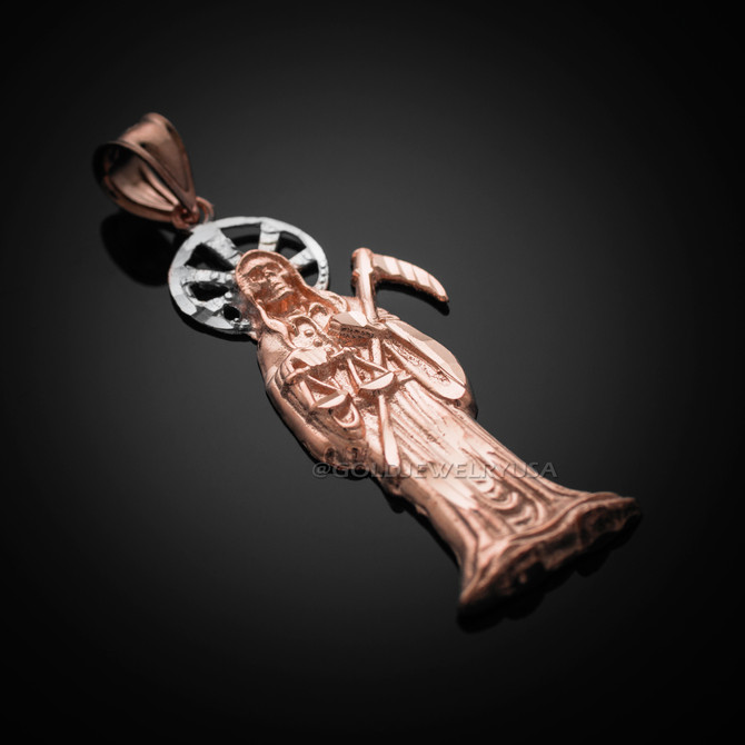 Rose Gold Santa Muerte Pendant.