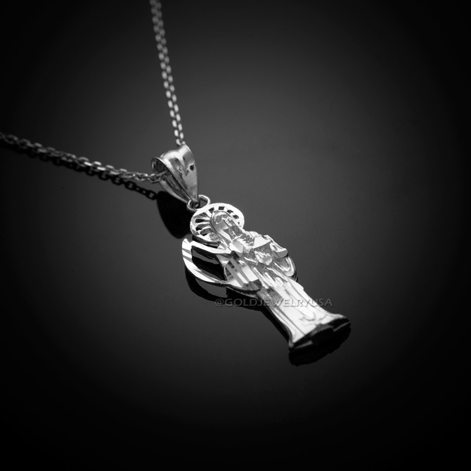 White Gold Santa Muerte necklace