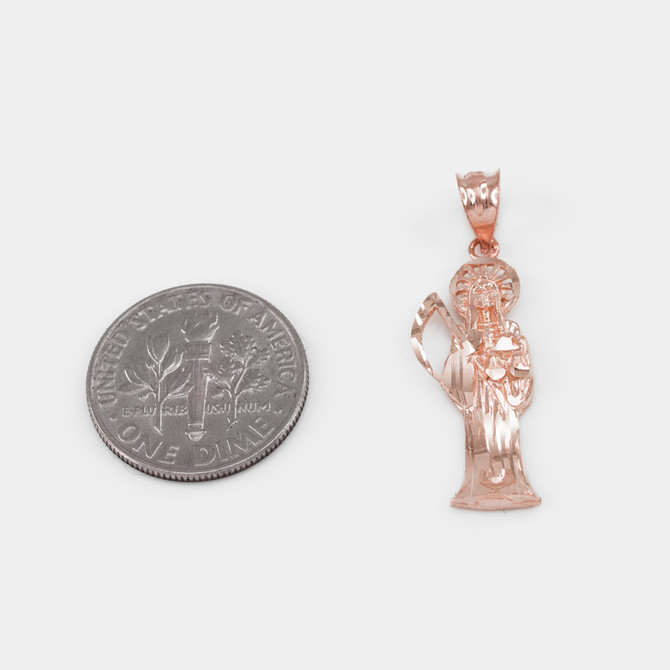 Rose Gold Santa Muerte Charm Necklace