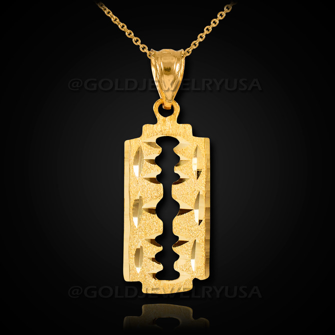 Gold Razor Blade Pendant Necklace