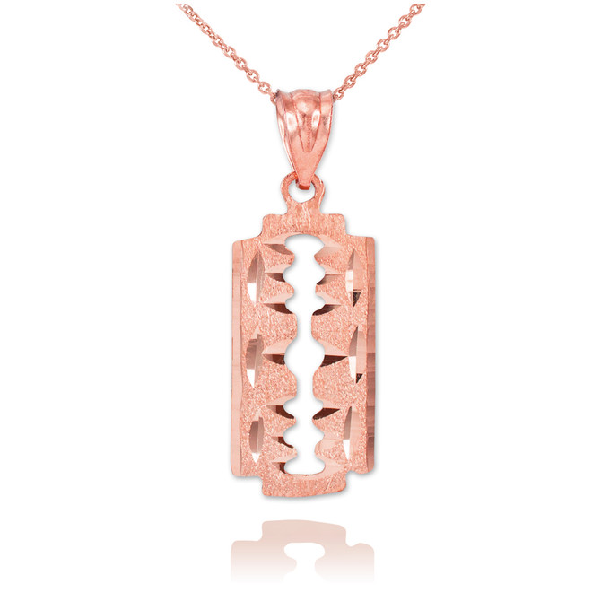 Rose Gold Razor Blade Pendant Necklace