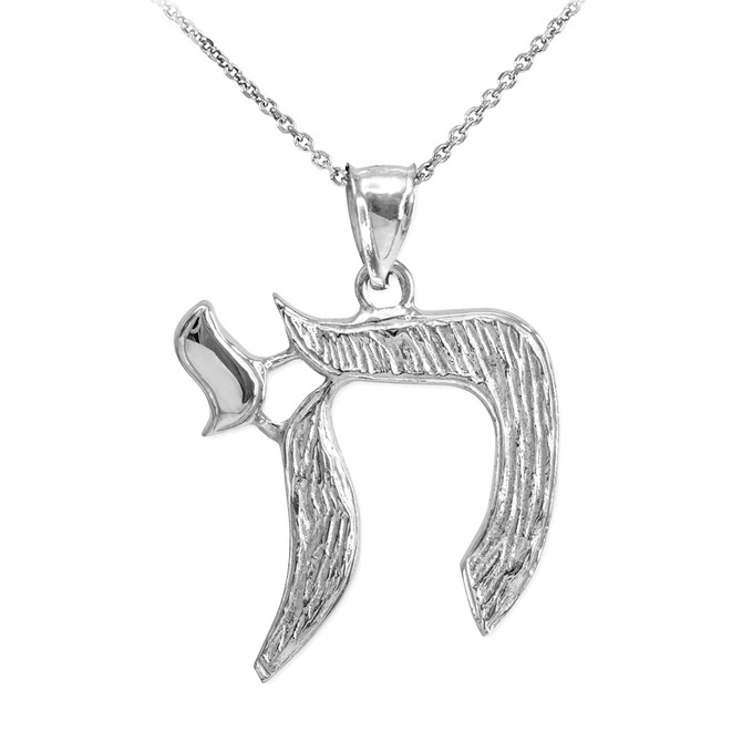 White Gold Jewish Chai Necklace