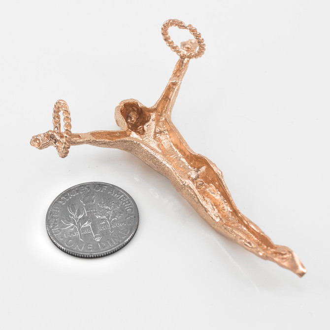 10K Rose Gold Crossless Jesus Crucifix Large Hip-Hop Pendant