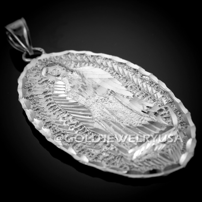Large White Gold Guadalupe Pendant.