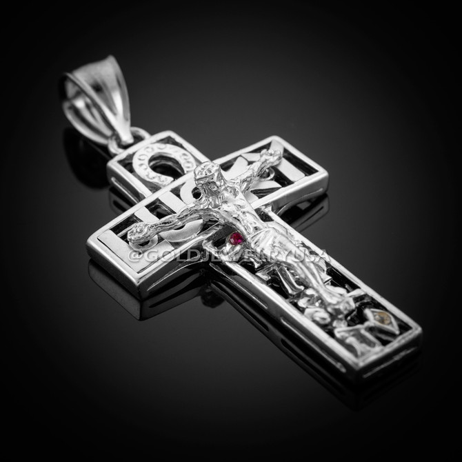 White Gold Lucky Crucifix Pendant