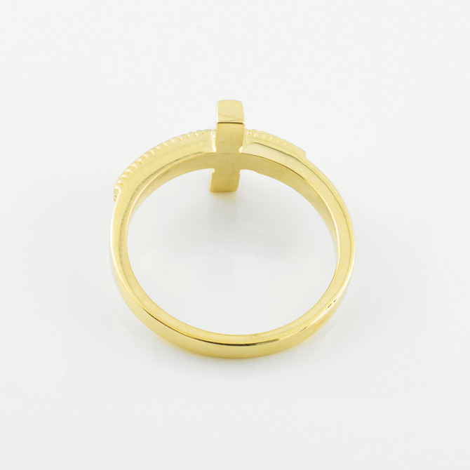 Solid Gold Sideways Cross Ring