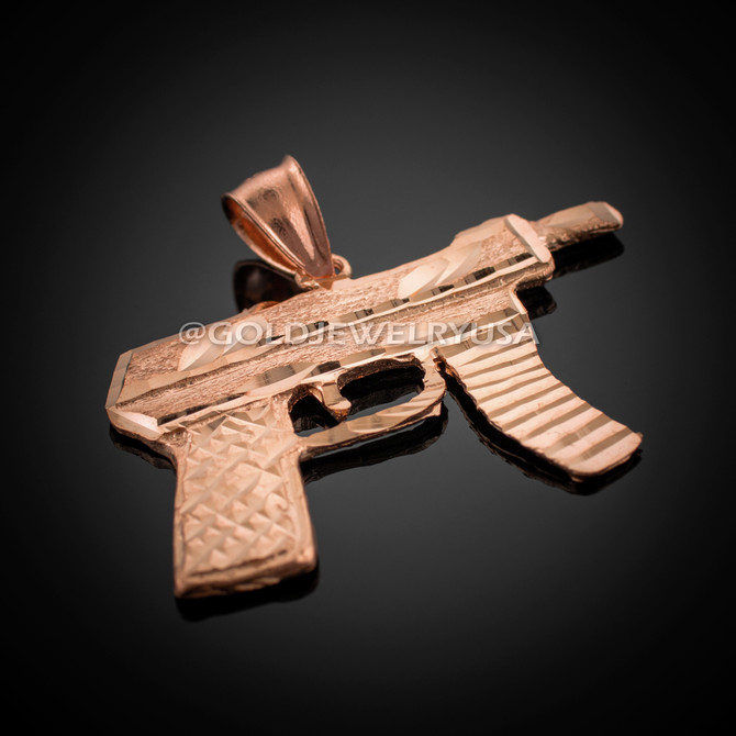 White Gold Machine Gun Pendant