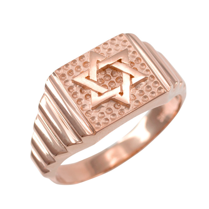 Rose Gold Star of David Ring