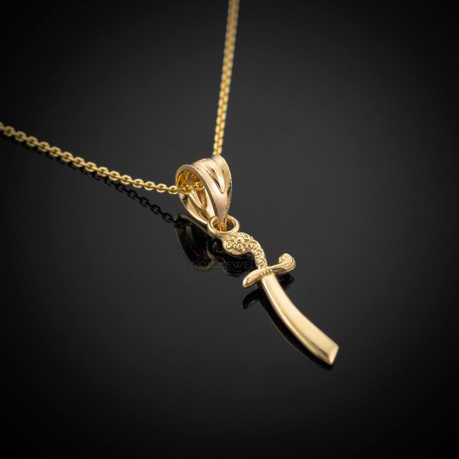 Gold Scimitar Knife Necklace