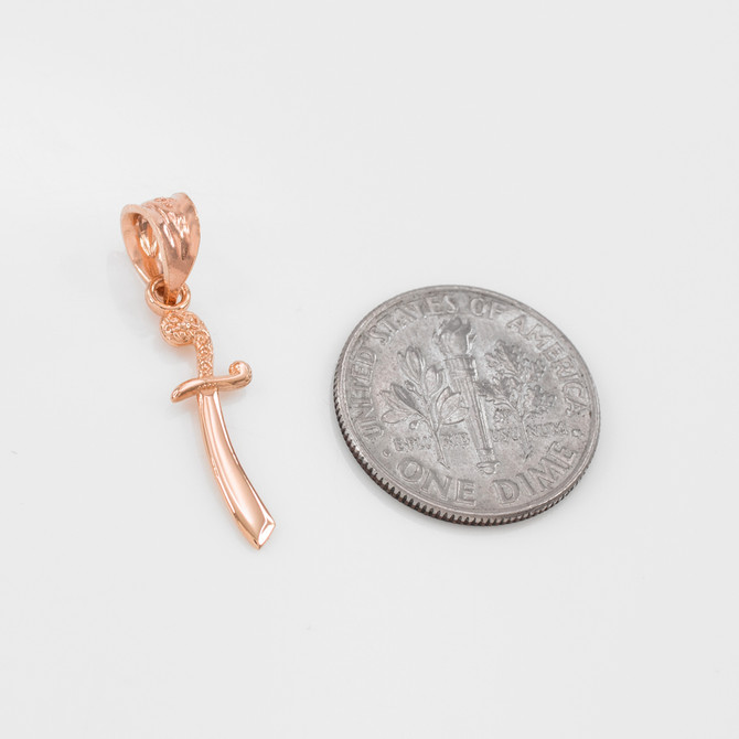 Rose Gold Scimitar Knife Charm