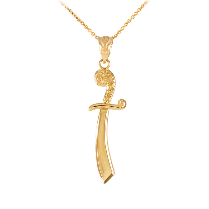 Gold Scimitar Pendant Necklace
