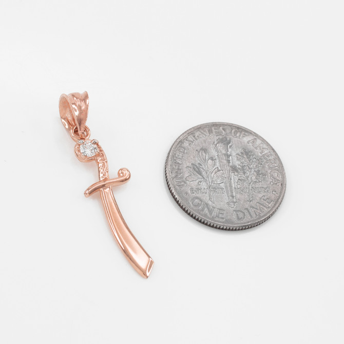 Rose Gold Scimitar CZ Charm