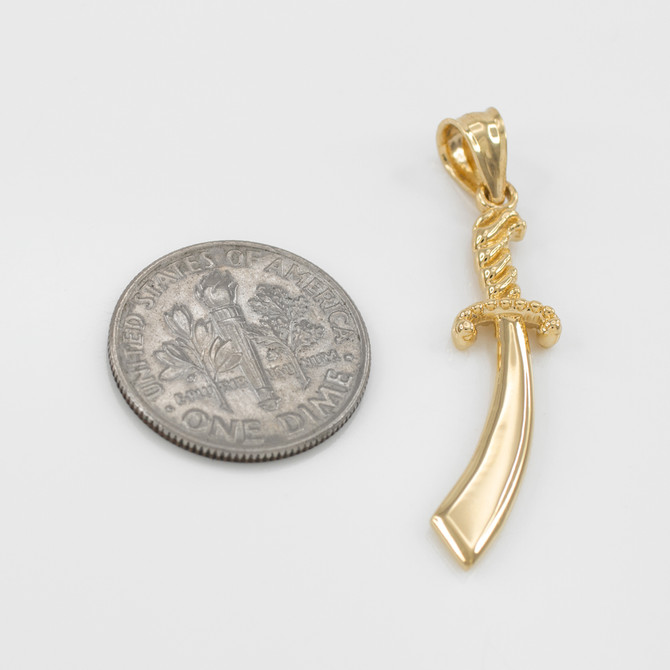 Gold Islamic Scimitar Pendant
