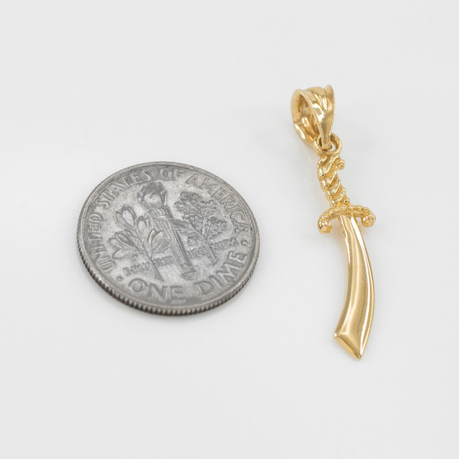 Gold Scimitar Islamic Knife Charm Necklace