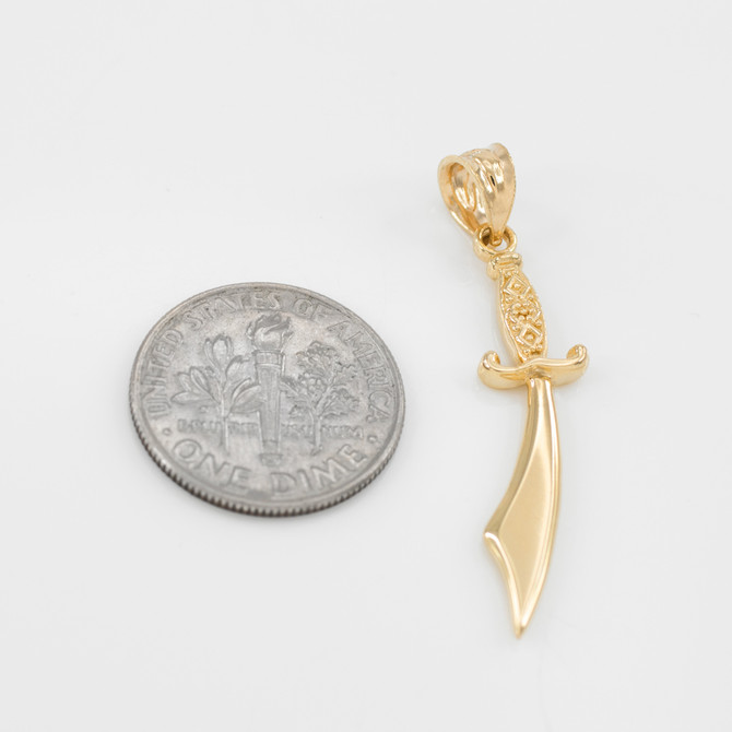Gold Scimitar Islamic Pendant