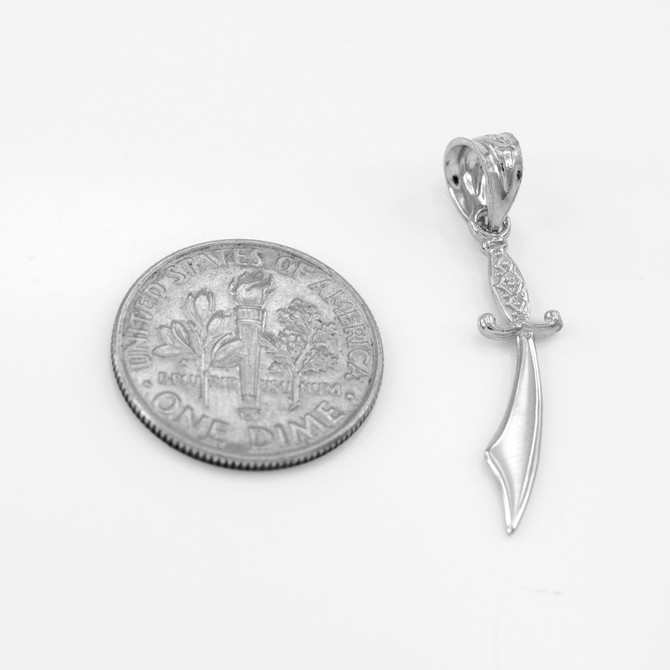 White Gold Scimitar Islamic Charm Necklace