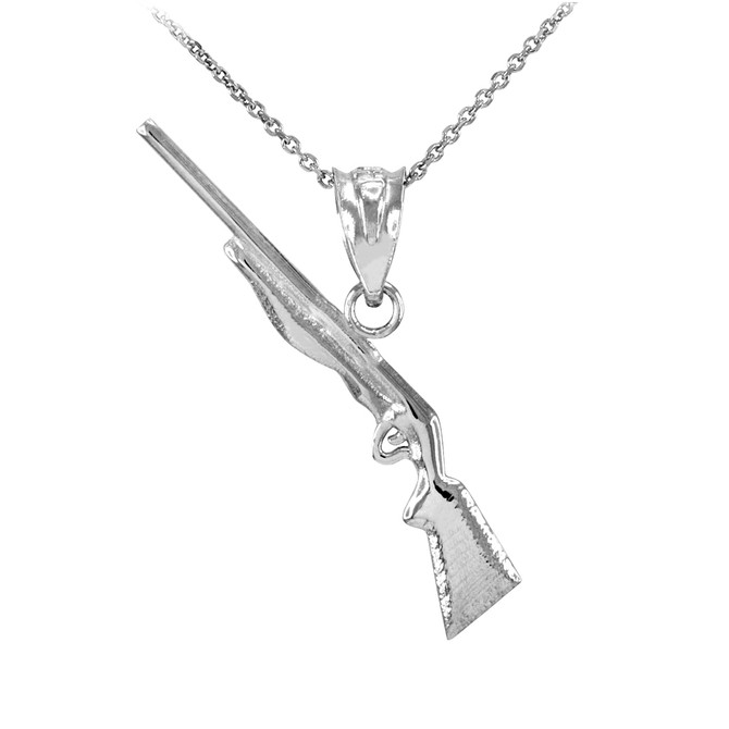 White Gold Shotgun Charm  Necklace