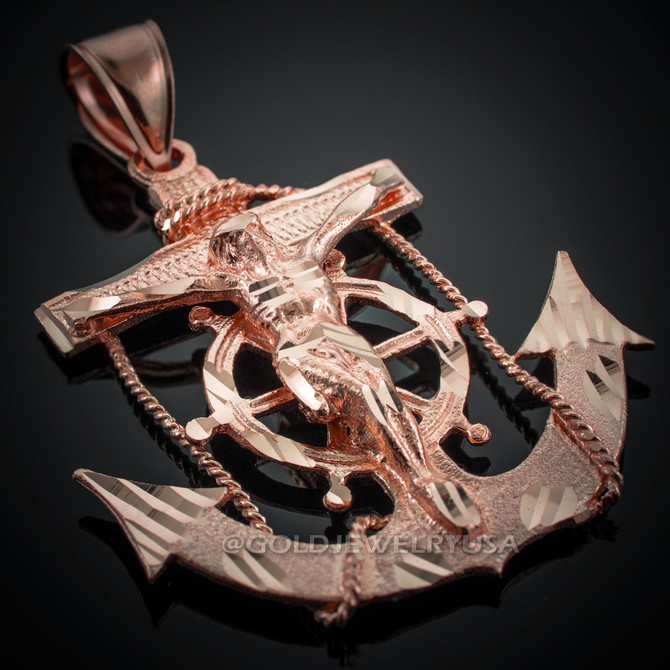 Men's Rose Gold Mariner Crucifix Pendant