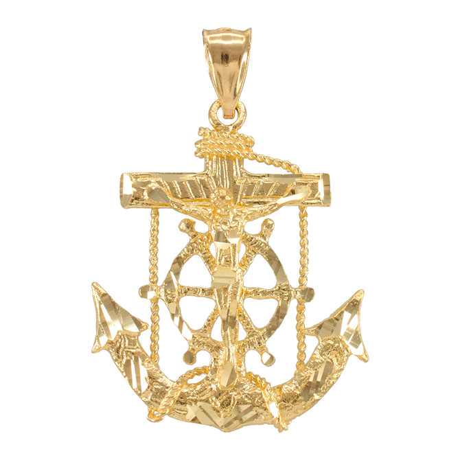 Gold Mariner Anchor Cross Pendant