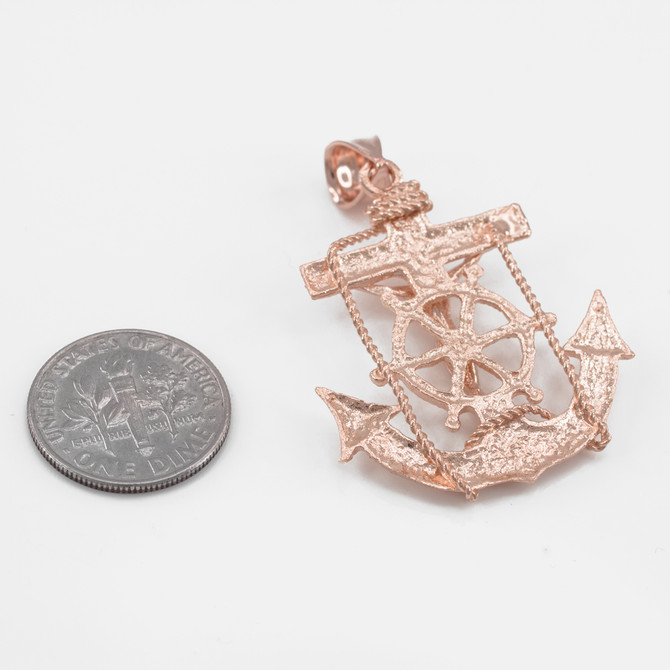Rose Gold Mariner Anchor Cross Pendant