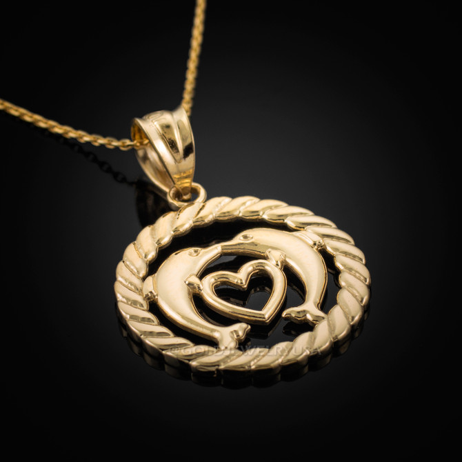 Gold Dolphins Pendant Necklace