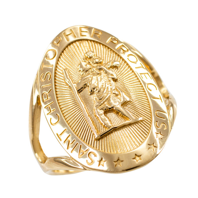 Gold St. Christopher Ring