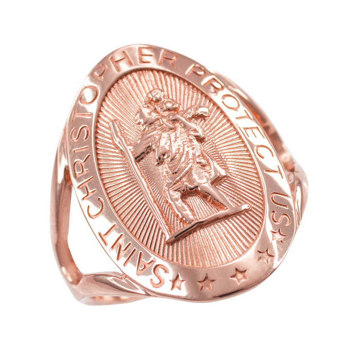 Rose Gold St. Christopher Ring