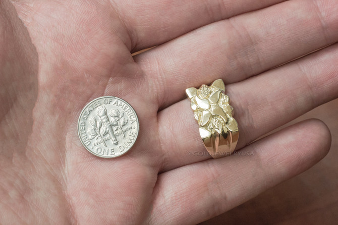 Mens Polished Gold Nugget Ring
