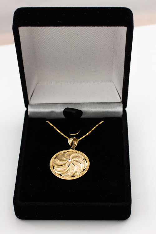 Gold Armenian Eternity Shield Diamond Pendant Necklace