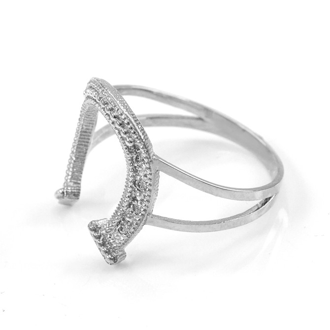 White Gold Diamond Pave Ladies Horseshoe Ring