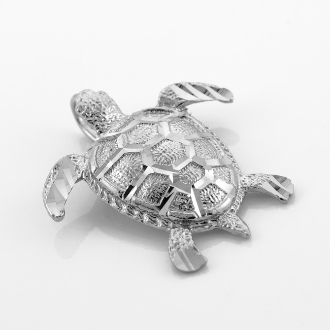 White gold turtle pendant