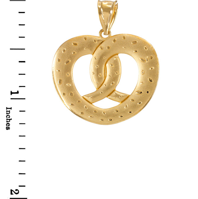 Gold Salted Pretzel Pendant Necklace