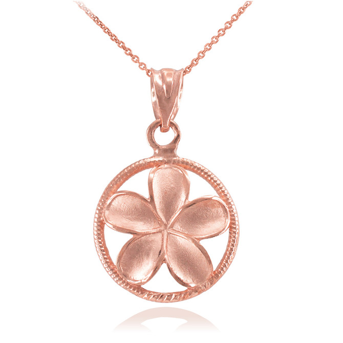 Rose Gold Hawaiian Plumeria Flower Charm Necklace