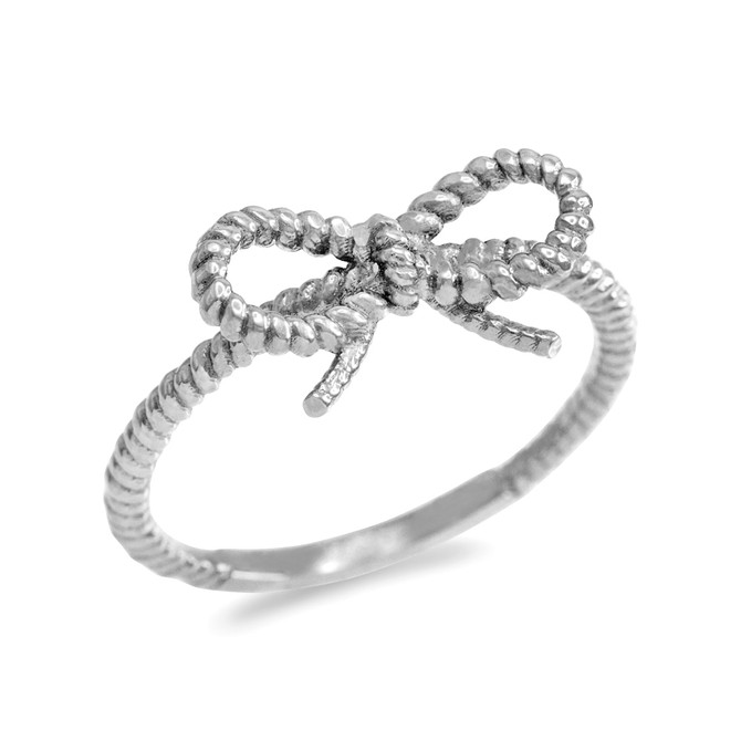 White Gold Infinity Bow Knot Ladies Ring