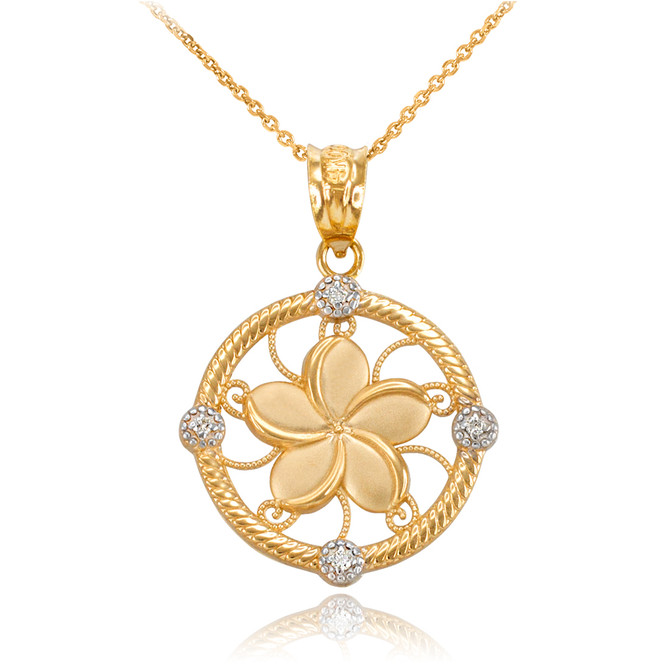 Gold Plumeria Diamond Necklace