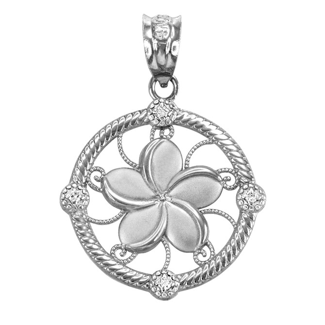 White Gold Plumeria Diamond pendant